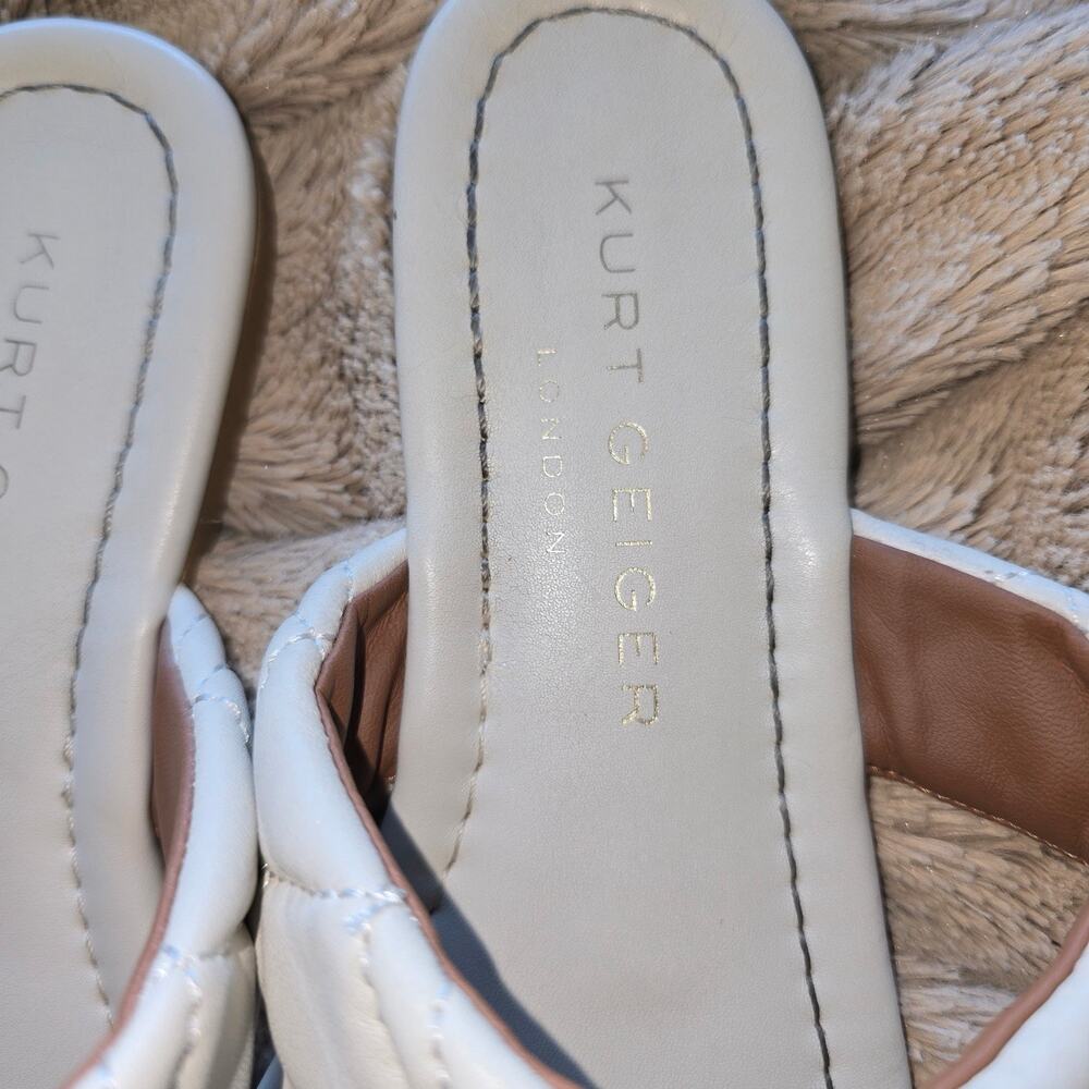 Womens Kurt Geiger Tan leather quilted sandal Padlock Lions head detail size 37 - Picture 4 of 7